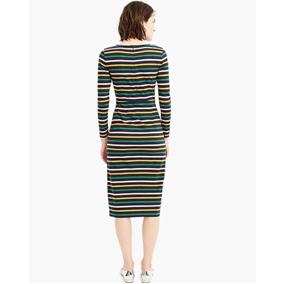 J. Crew Dress Womens 0 Striped Long Sleeve Multicolor Midi Colorful Teacher Work - Picture 3 of 15